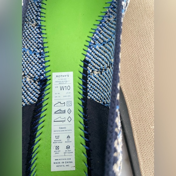 Rothys Point ll Navy Plaid Argyle Tweed Ballet Flats Size 10 - Picture 6 of 9